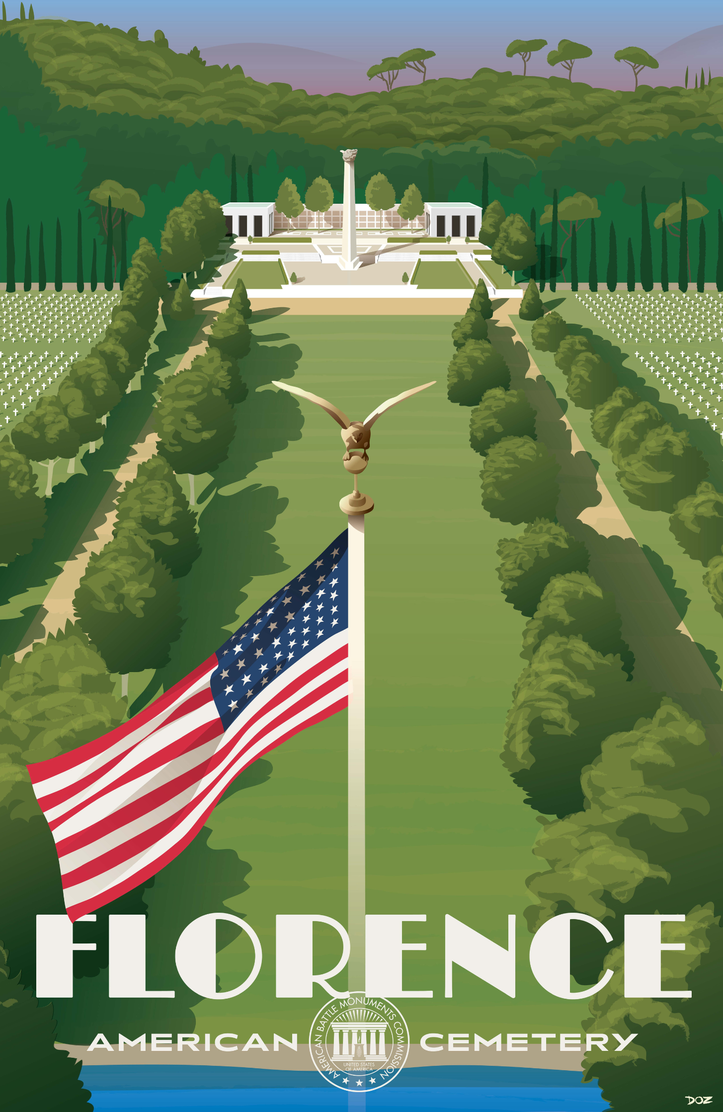 Vintage poster of Florence American Cemetery