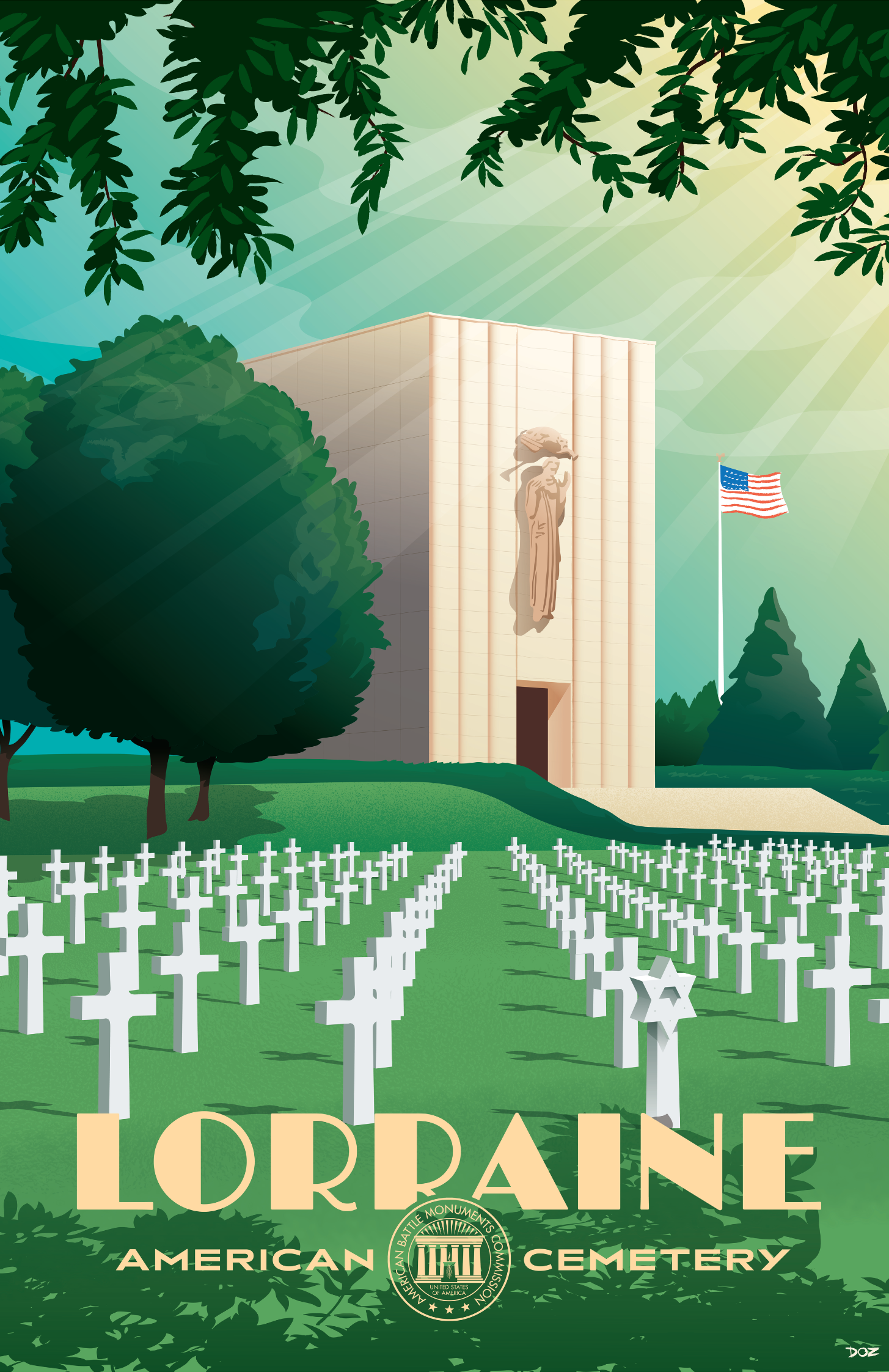 Vintage poster of Lorraine American Cemetery