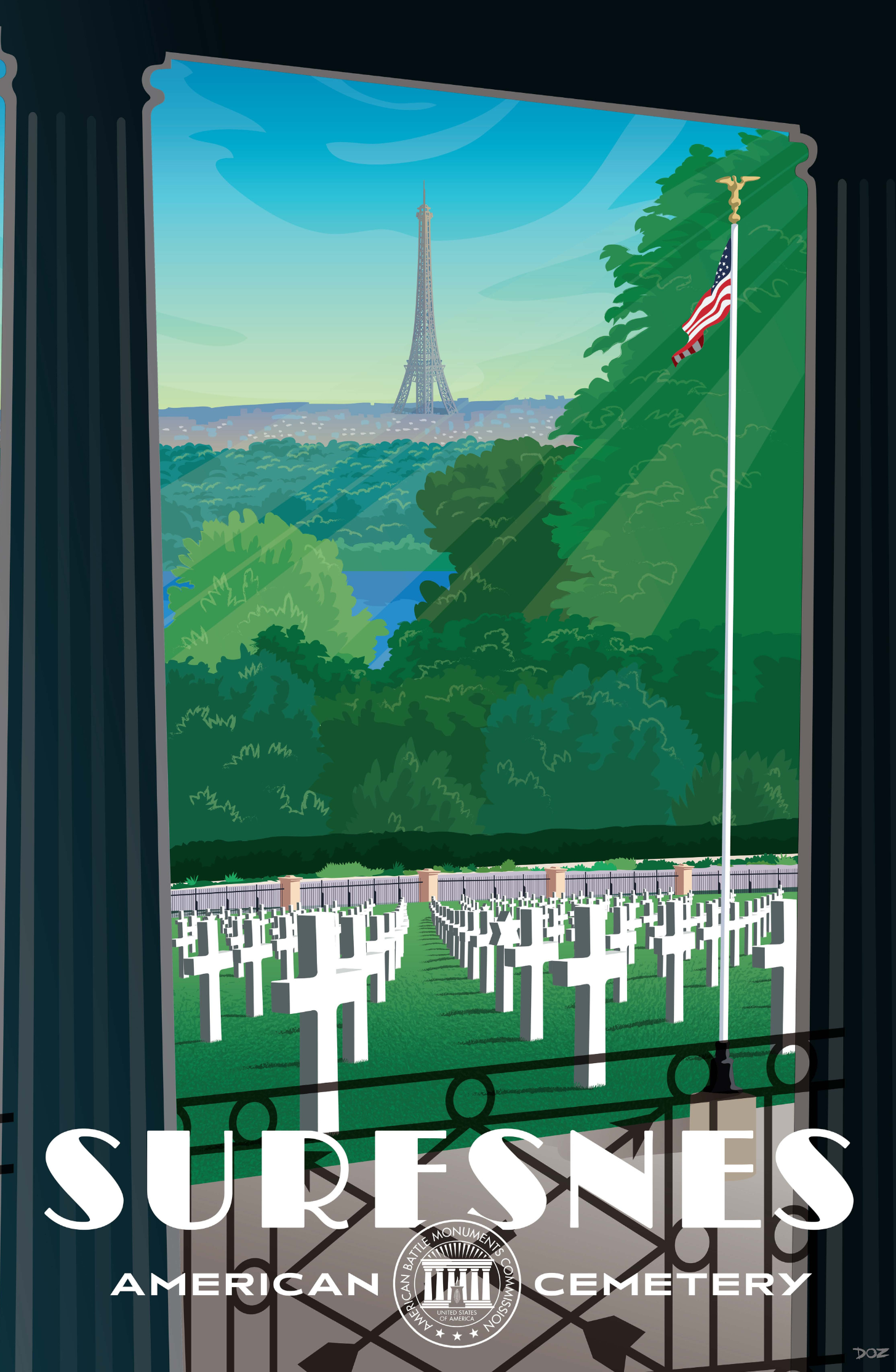 Vintage poster of Suresnes American Cemetery