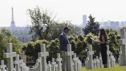 The Honorable Bill Huizenga (R-MI), US House of Representative CODEL visit 2024. Students from the school gave interpretative stories on individuals buried at the cemetery. 